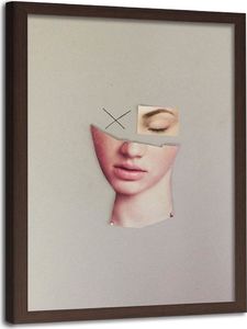 Feeby Obraz w ramie brązowej, Kolaż twarz kobiety 50x70 1