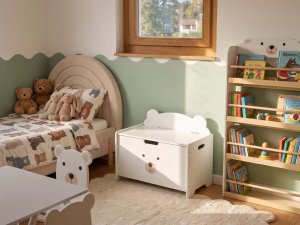 Beliani Skrzynia na zabawki MIMILI 48 cm Biały z ławką 2
