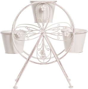 Beliani Kwietnik CROWBERRY 43 cm Metal Złamana biel 5