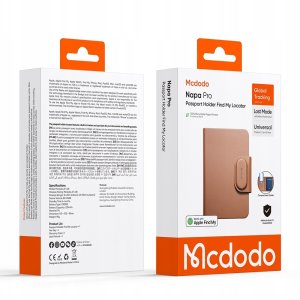 Mcdodo Etui na paszport dokumenty karty lokalizator GPS Apple Find My skóra 14