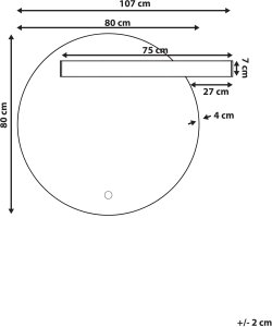 Lustro Beliani Łazienkowe LED ANOST 107 cm 90 cm Srebrny 3