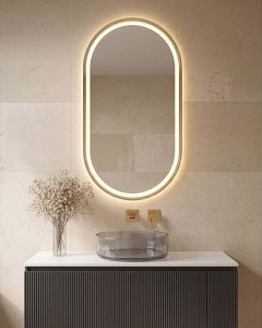 Lustro Beliani Łazienkowe LED CHIDDES 60 cm 120 cm Srebrny 2