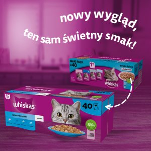 Whiskas Adult saszetki 80 x 85 g Rybne Przysmaki - mokra karma dla dorosłego kota, w galaretce (kawałki z: łososiem, tuńczykiem, dorszem, białą rybą) 4
