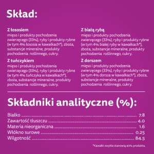Whiskas Adult saszetki 80 x 85 g Rybne Przysmaki - mokra karma dla dorosłego kota, w galaretce (kawałki z: łososiem, tuńczykiem, dorszem, białą rybą) 6