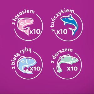 Whiskas Adult saszetki 80 x 85 g Rybne Przysmaki - mokra karma dla dorosłego kota, w galaretce (kawałki z: łososiem, tuńczykiem, dorszem, białą rybą) 7
