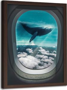Feeby Obraz w ramie brązowej, Latający wieloryb 50x70 1