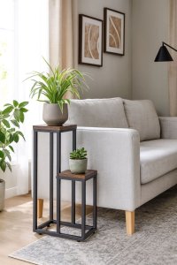 ModernHome Kwietnik stojący stojak na kwiaty ozdoby 2 półki loft EDUKAMP (4852) 2