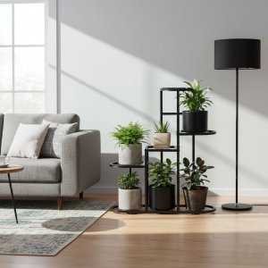 ModernHome Kwietnik stojący stojak na kwiaty ozdoby 5 poziomów czarny EDUKAMP (4860) 2