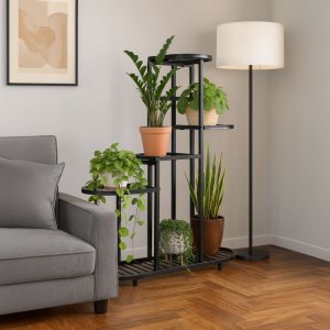 ModernHome Kwietnik stojący stojak na kwiaty ozdoby 5 poziomów czarny EDUKAMP (4860) 3