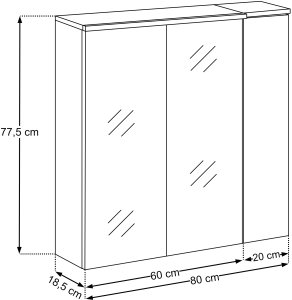 Ocean Zestaw 80cm z szafką z lustrem i szafką górną (set-sog 80cm mc) 7