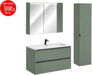 UAB KAME Zestaw meblowy 100cm z umywalką meblową FLY, baterią umywalkową, szafką z lustrem i szafką wysoką (set-sog 100cm fly nb mc hc) 24