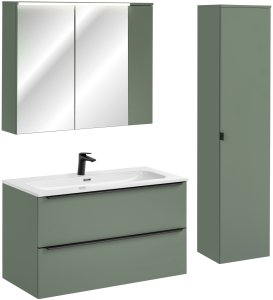 UAB KAME Zestaw meblowy 100cm z umywalką meblową FLY, baterią umywalkową, szafką z lustrem i szafką wysoką (set-sog 100cm fly nb mc hc) 25