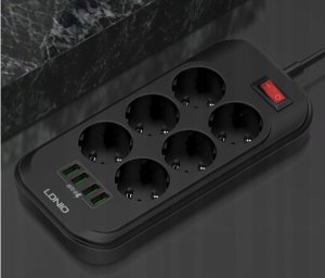 Listwa zasilająca LDNIO SE6403 6 Gniazd + 4x USB Przedłużacz (25247) 4