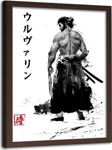 Feeby Obraz w ramie brązowej, Samuraj z pazurami 50x70 1