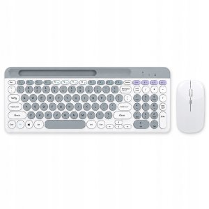 Klawiatura + mysz ELECTRONICA 4U Klawiatura bezprzewodowa i mysz (806) WiFi + Bluetooth 3 urządzenia biała 2
