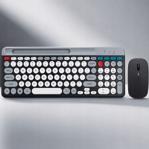 Klawiatura + mysz ELECTRONICA 4U Klawiatura bezprzewodowa i mysz (806) WiFi + Bluetooth 3 urządzenia biała 4