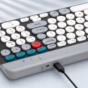 Klawiatura + mysz ELECTRONICA 4U Klawiatura bezprzewodowa i mysz (806) WiFi + Bluetooth 3 urządzenia biała 7
