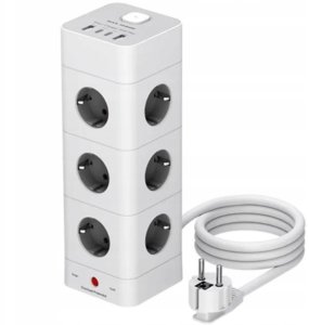 Listwa zasilająca ELECTRONICA 4U Listwa zasilająca 16w1 12 gniazd AC + 2x USB A + 2x USB C z włącznikiem 2