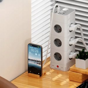 Listwa zasilająca ELECTRONICA 4U Listwa zasilająca 16w1 12 gniazd AC + 2x USB A + 2x USB C z włącznikiem 7