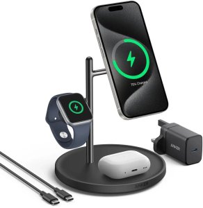 Ładowarka Anker MagGo Wireless Charging Station (15W, 3-in-1 Stand) with cable and charger bundle | (B25M3312) 2