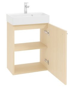 DomoDomo Szafka łazienkowa z umywalką Dąb Vicenza i czarnym uchwytem 50x70cm Kiara 3