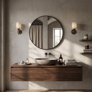 Rox Living Okrągłe lustro ścienne w metalowej ramie, Ø 70 cm, czarne 5