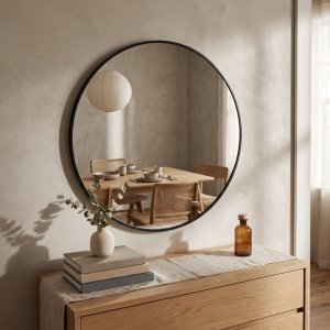 Rox Living Okrągłe lustro ścienne w metalowej ramie, Ø 70 cm, czarne 9