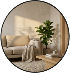 Rox Living Okrągłe lustro ścienne w metalowej ramie, Ø 70 cm, czarne 10