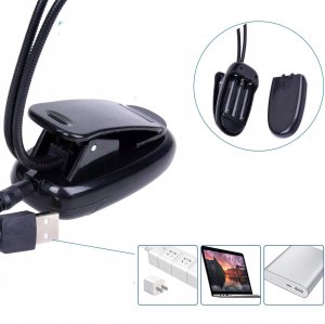 Lampka USB Bounn podwÃ³jna LED nocna z klipsem na ksiÄ Å¼kÄ USB czarna (JBL088) 3