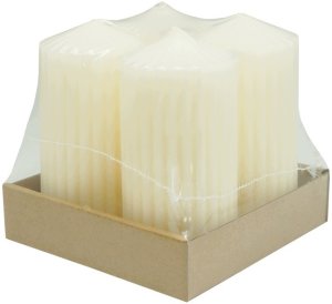 Donau Home Świeca słupek ryflowana Standard, 60x100mm, 4 szt., kremowa (45343414-43) 2