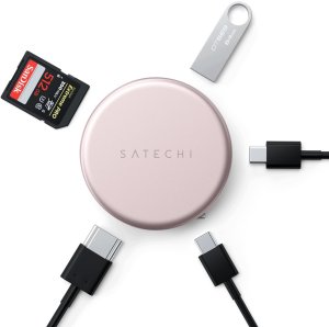 HUB USB Satechi Adapter HUB 5w1 USB C OntheGo STPOTG5P blush 2