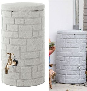 Prosperplast Zbiornik na deszczówkę plastikowy do ogrodu szary imitacja cegły 230L Arcado 2