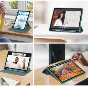 Etui na tablet 4kom.pl 360 Crystal do Lenovo Tab 10.1 2025, zielone - ochronne z podstawką, dostęp do portów i przycisków 4