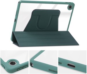 Etui na tablet 4kom.pl 360 Crystal do Lenovo Tab 10.1 2025, zielone - ochronne z podstawką, dostęp do portów i przycisków 5