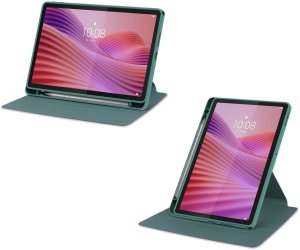 Etui na tablet 4kom.pl 360 Crystal do Lenovo Tab 10.1 2025, zielone - ochronne z podstawką, dostęp do portów i przycisków 7