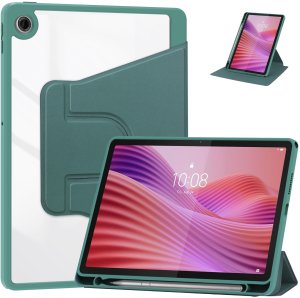 Etui na tablet 4kom.pl 360 Crystal do Lenovo Tab 10.1 2025, zielone - ochronne z podstawką, dostęp do portów i przycisków 8