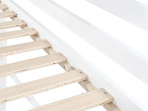 Beliani Łóżko piętrowe z szufladami Domek Drewno GIRGOLS 90 x 200 cm ze schowkiem Biały 11