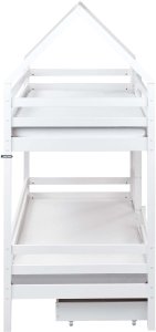 Beliani Łóżko piętrowe z szufladami Domek Drewno GIRGOLS 90 x 200 cm ze schowkiem Biały 7