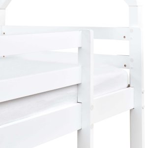 Beliani Łóżko piętrowe z szufladami Domek Drewno GIRGOLS 90 x 200 cm ze schowkiem Biały 9