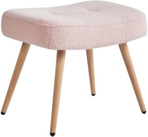 Beliani Fotel uszak VEJLE Z podnóżkiem Boucle Pastelowy róż 8