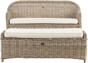 Beliani Sofa ogrodowa z otomaną dla 2 osób SUSUA Rattan Naturalny 6