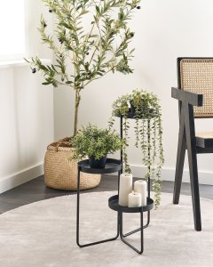 Beliani Stojak na kwiaty FRAGARIA Metal 42 cm czarny 2