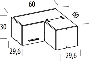 BogFran Szafka górna Nadstawka narożna 60 cm LP wisząca PATI PK31/PF32 Jasny Grafit (BF-PF32 JG KPL) 5