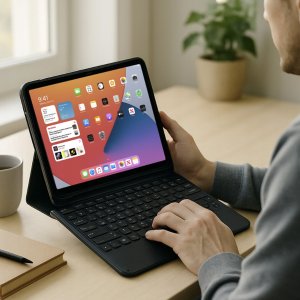Etui na tablet Strado-Tech Z klawiaturą do Lenovo Tab Plus 11.5 - ochronne z podstawką, dostęp do portów i przycisków 6