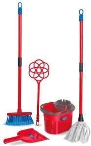 Mattel Zestaw do sprzątania Vileda Pulizie dla dzieci Mop, wiadro, miotła EDUKAMP (ZA6730) 2