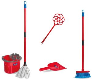Mattel Zestaw do sprzątania Vileda Pulizie dla dzieci Mop, wiadro, miotła EDUKAMP (ZA6730) 3