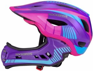 RockBros Kask rowerowy Rockbros TT-32SBPP-S dziecięcy z odpinaną szczęką rozmiar S - fioletowo-różowy 2