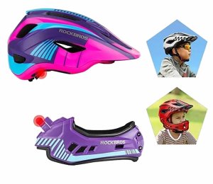 RockBros Kask rowerowy Rockbros TT-32SBPP-S dziecięcy z odpinaną szczęką rozmiar S - fioletowo-różowy 4