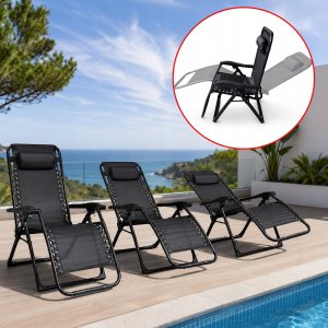 Nuforma Fotel leżak ogrodowy plażowy krzesło składany wygodny zagłówek Gravity (04KJC3794BL) 4