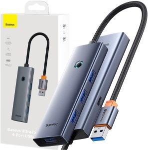 HUB USB Baseus USB-A UltraJoy Series 4xUSB-A 3.0 1xUSB-C 5V - szary (6932172653347) 12